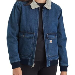 Womens Carhartt shearling collar bomber style jacket